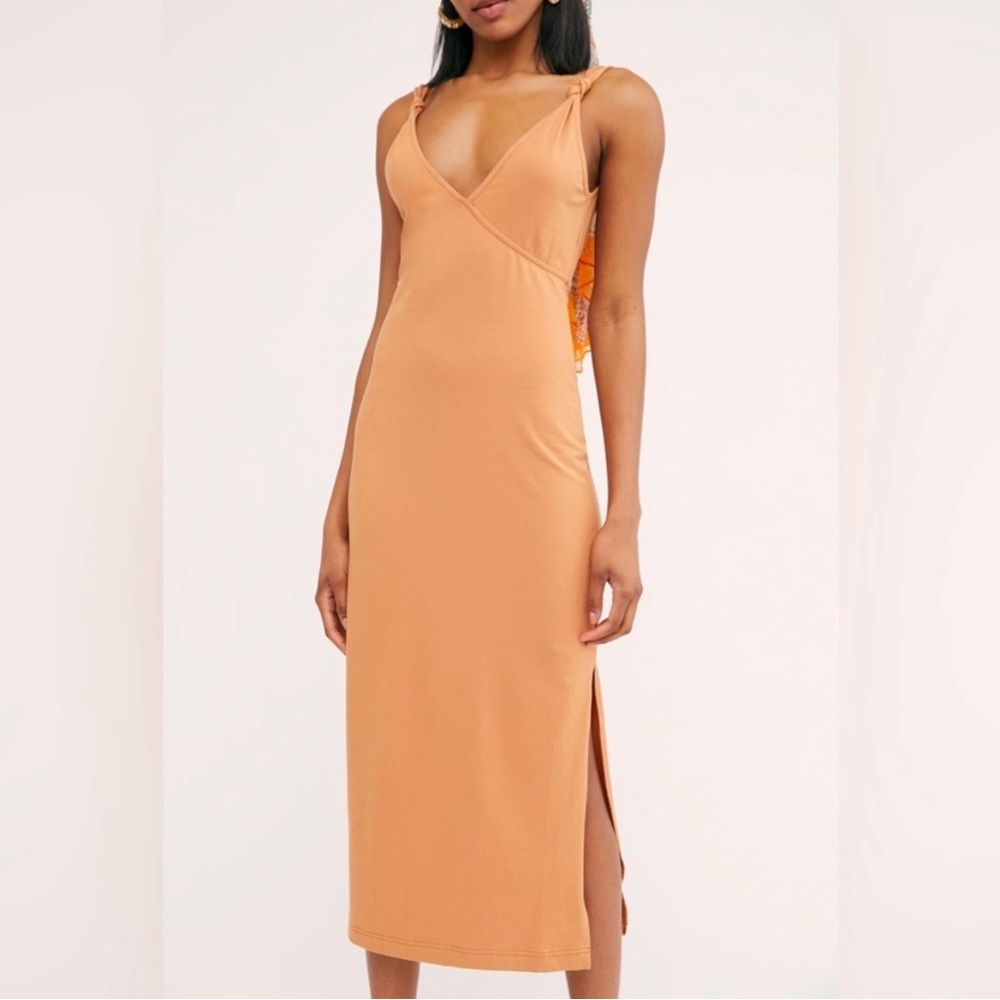 Like NEW Free People Night Paradise Midi Dress in orange bronze size XS beach